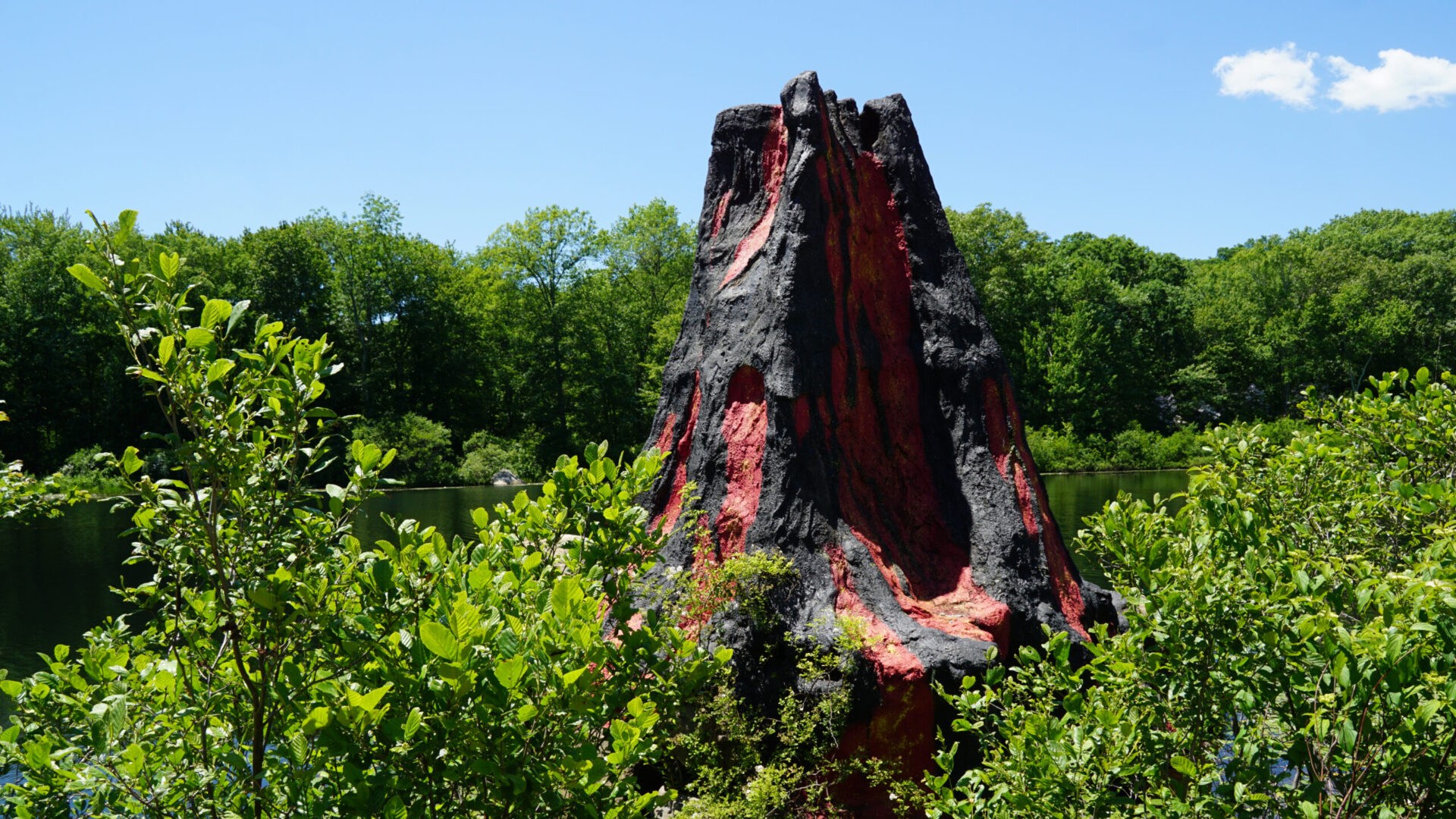 image of volcano at dinosaur place in montville ct.
