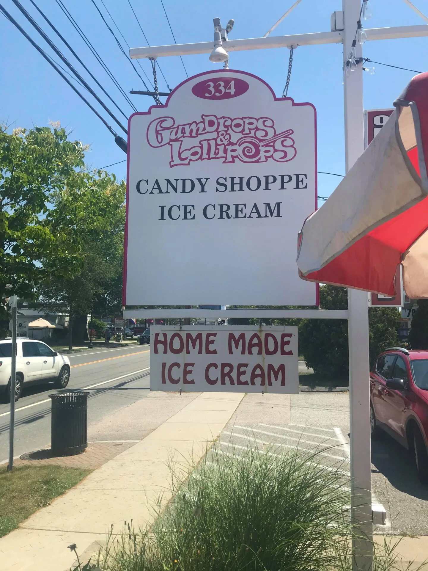 image of gumdrops and lollipops sign.