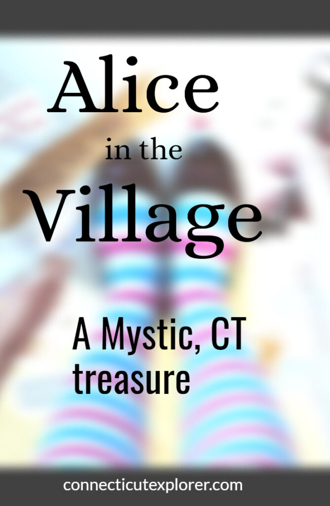 alice in the village in mystic, ct pinterest image.