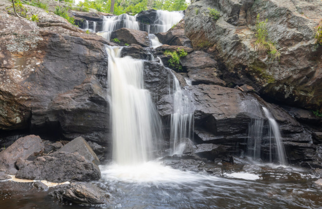 image of Chapman Falls in Devil's Fork State Park, one of the waterfalls in Connecticut.