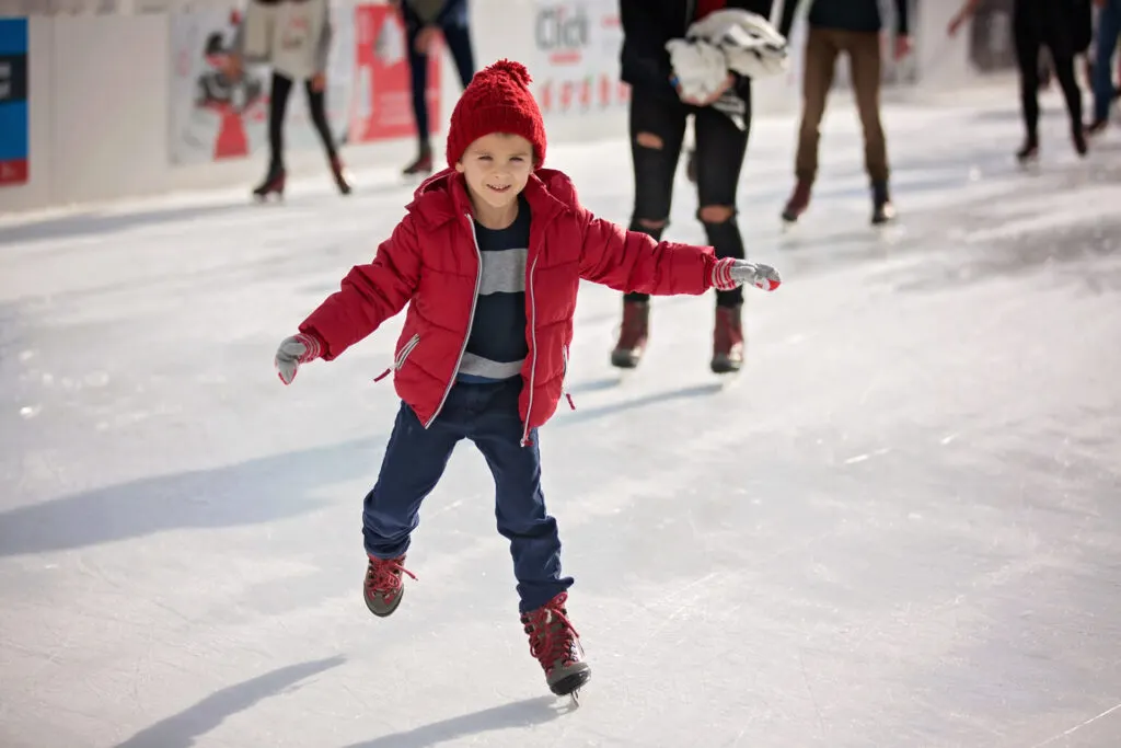 image of child outdoor ice skating in connecticut.