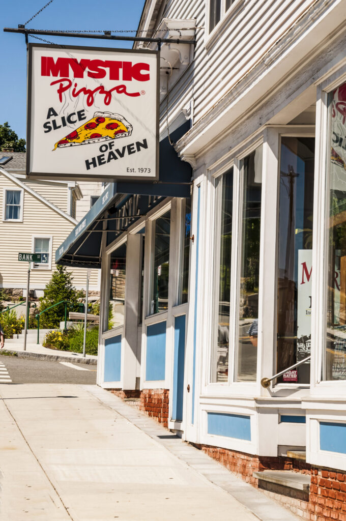 image of mystic pizza, a connecticut vacation spot for families.