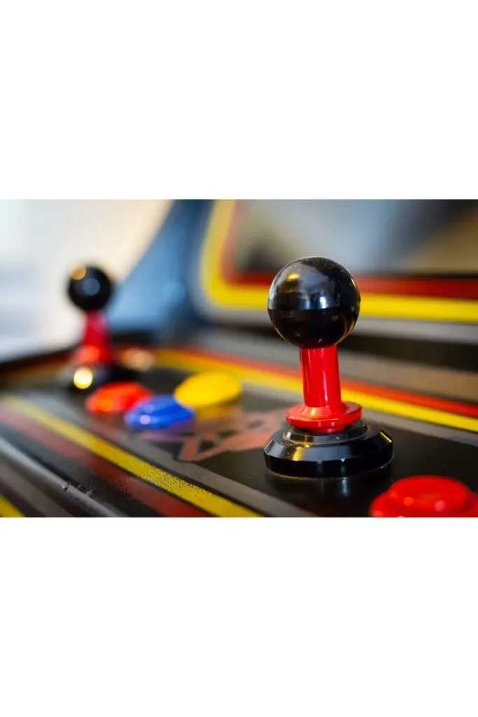 image of joysticks at connecticut arcade.