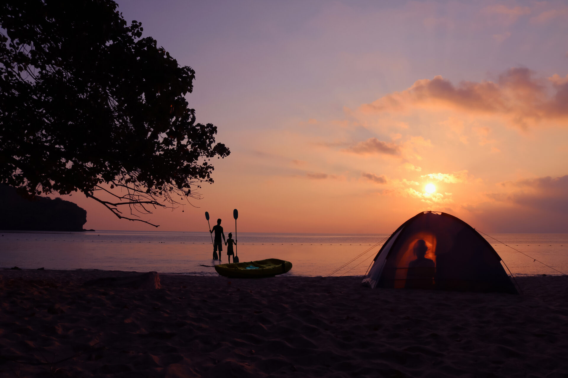 image of people beach camping in Connecticut.