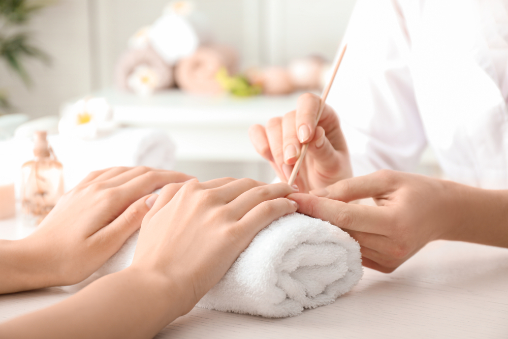 image of hands on a towel getting a manicure in new haven ct.