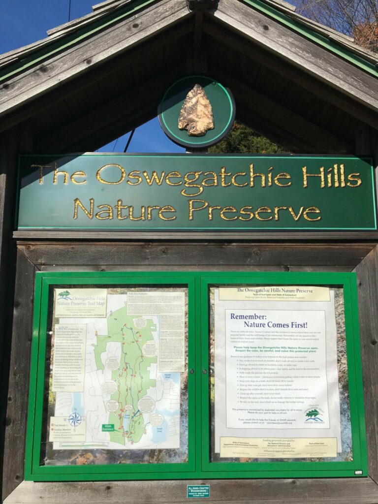 image of Oswegatchie Hill Nature Preserve sign.