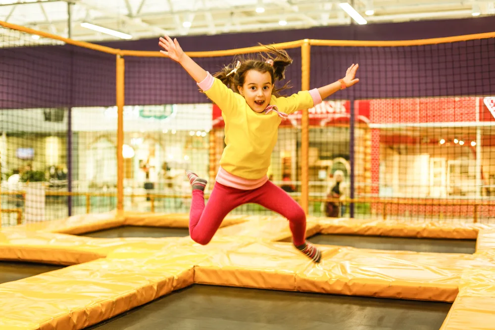 image of a child jumping on a trampoline in trampoline parks in ct.