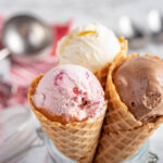 image of ice cream in waffle cones from one of the ice cream places in new haven.