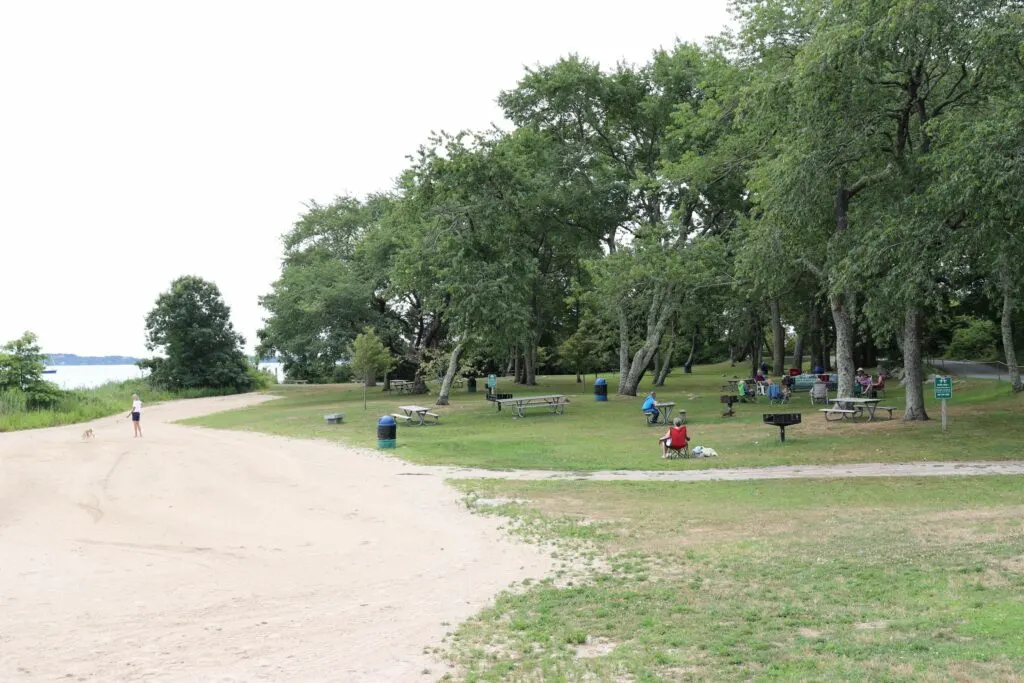 Image of picnic area at esker point beach in groton ct.