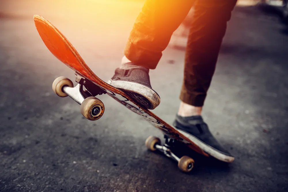 Image of teenager on skateboard at skate park, on of the things for teenagers to do in East Lyme, CT.