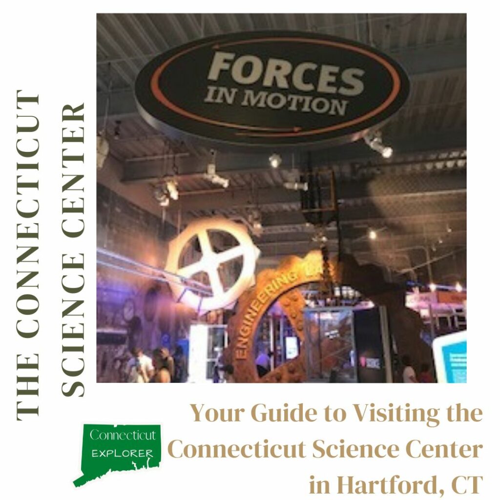 image of graphic that reads "your guide to visiting the connecticut science center in hartford, ct".