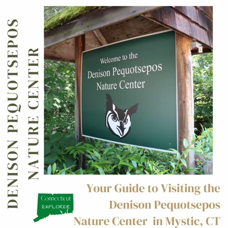 Image of denison pequotsepos nature center sign in mystic, ct.
