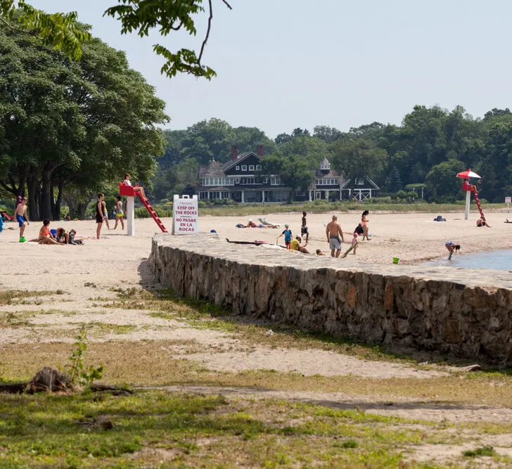 image of people enjoying one of the beaches in Stamford, CT.