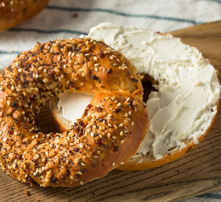 image of New York style bagel from one of the best shops for bagels in CT.