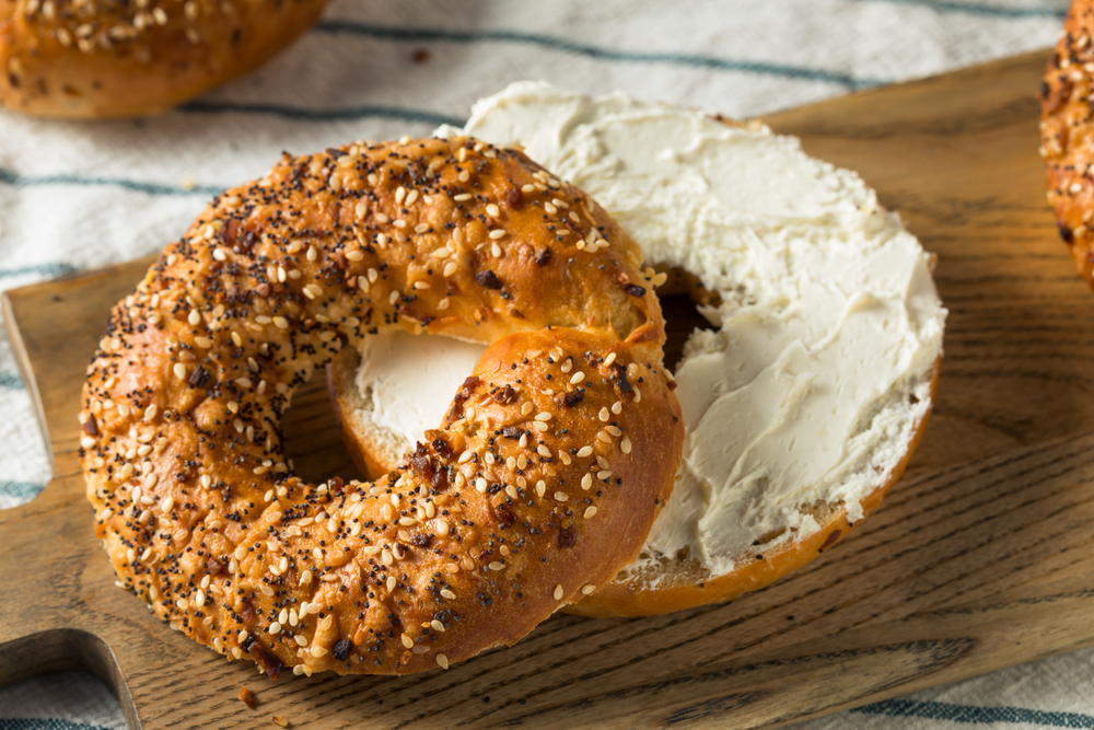 image of New York style bagel from one of the best shops for bagels in CT.